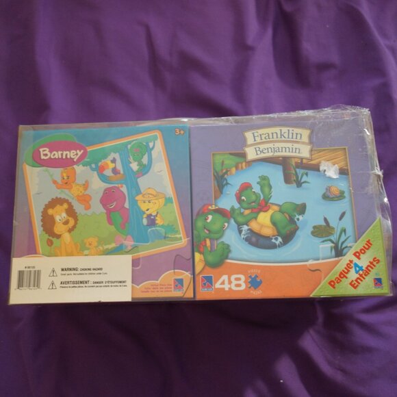Vintage Sure-Lox Barney Doodlebops & Franklin Benjamin Puzzles New Never Used - Picture 2 of 16